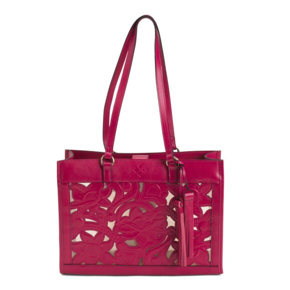 PATRICIA NASH Fuschia Leather And Mesh Cavo Gianella Tote